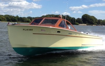 “Hank” – First Place Winner – “Professionally Restored Power Boat” in the Concours d’Elegance competition at The 23rd Annual WoodenBoat Show, 2014, Mystic Seaport