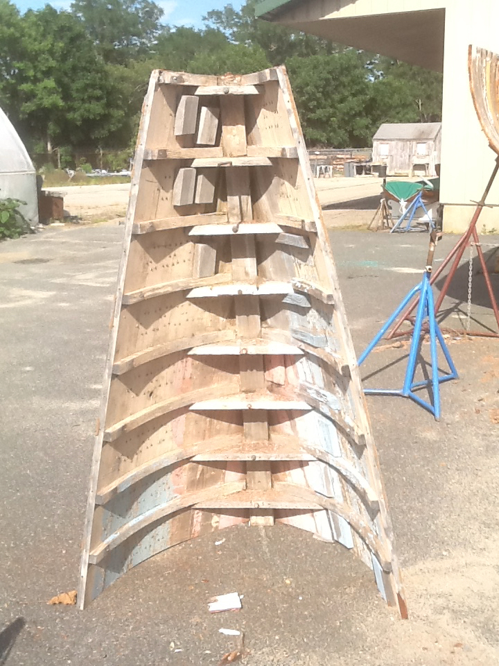 The bow section of the original transom.  We were required to destroy the original hull to insure that there weren’t two in existence.