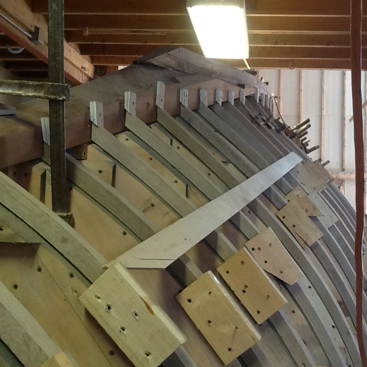 Hull construction at Brion Rieff ’ s shop in Maine.