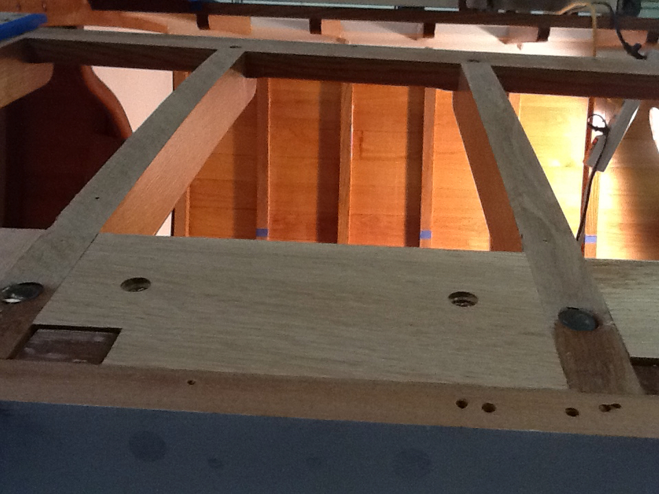 Blocking detail out at sheer under overlapping joint where decks and c overing boards will meet.